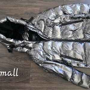 DKNY Metallic Silver Puffer Jacket